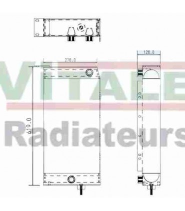 Radiateur eau pour TRACTEUR RENAULT AGRI 58.12 / 58.32 
