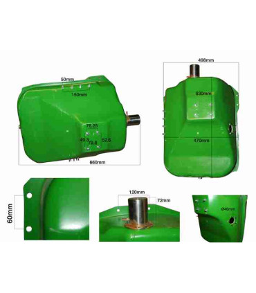 SERBATOIO CARBURANTE JOHN DEERE 1020-1030-1035-2040 70L AL24219 AR72910 AT21999 AT31633 DE14330