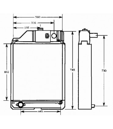 Radiateur eau pour Tracteur Renault Agri: R 551 /556 / R 651 / 652 / 681