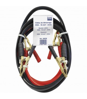 GYS CABLES DEMARRAGE 320A 2x3m Pinces Pro Laiton Pur